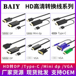 HDMI转DP转接线转TYPE-C转换线转MINIDP高清转换器4K60H铜芯传输