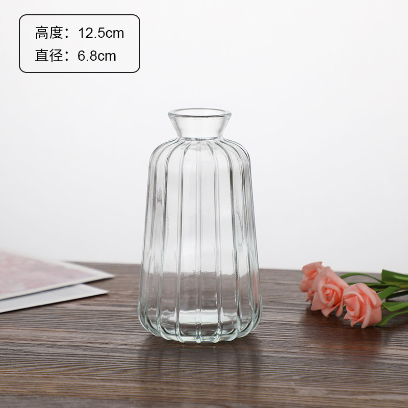 Jarrón clásico personalizado en relieve, vidrio transparente, adornos de escritorio para oficina, colgantes para dormitorio, mini decoración retro