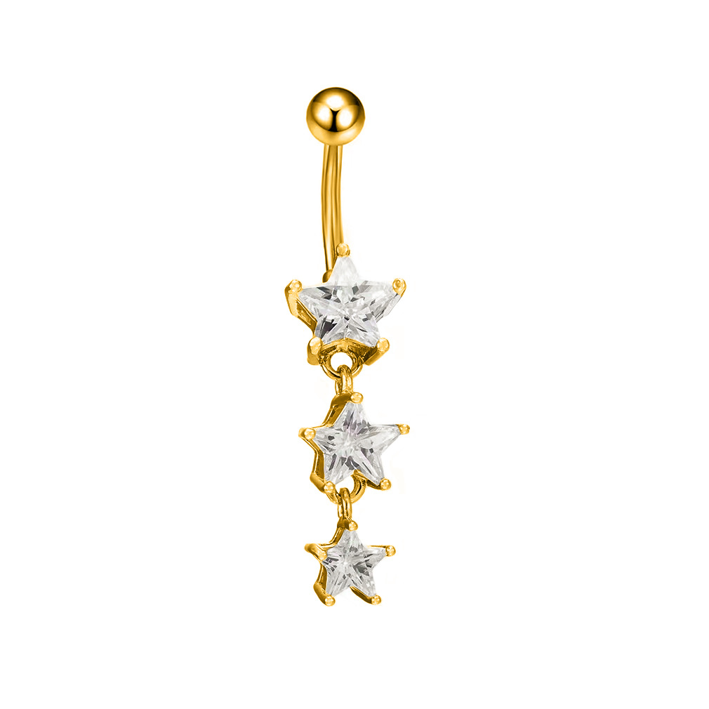 Heart-shaped Zirconia Belly Button Ring In Copper Piercing Jewellery_voghion.com