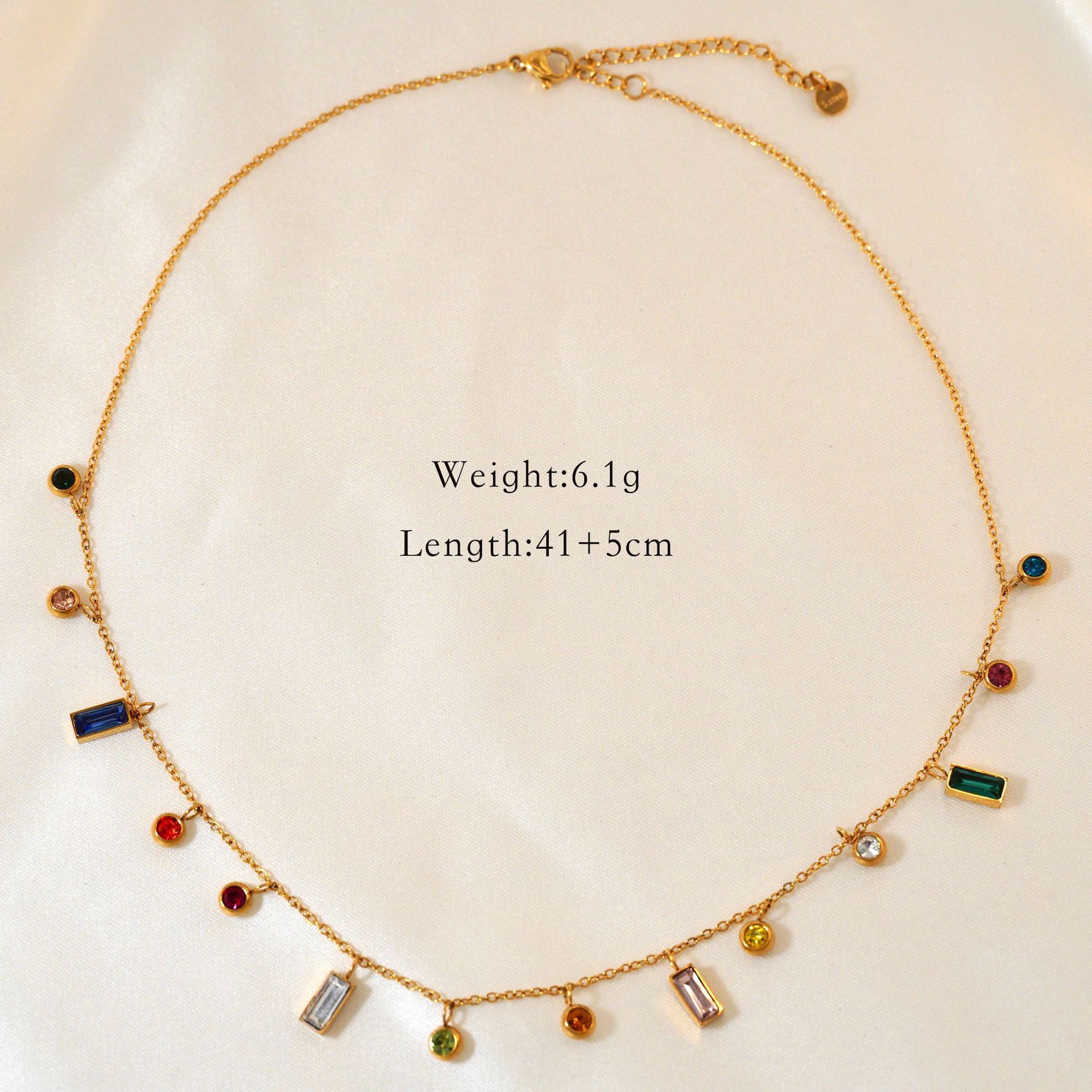 Inlay Design Retro Simple Style Color Block Natural Stone Titanium Steel Inlay Zircon Women's Rings Necklace