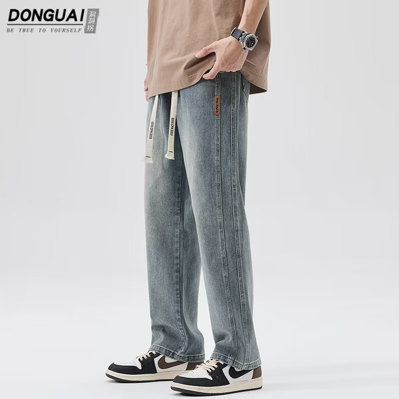 Vintage jeans para hombre 2024 otoño e invierno nuevo estilo recto marea marca de pierna ancha americana calle alta salvaje pantalones casuales