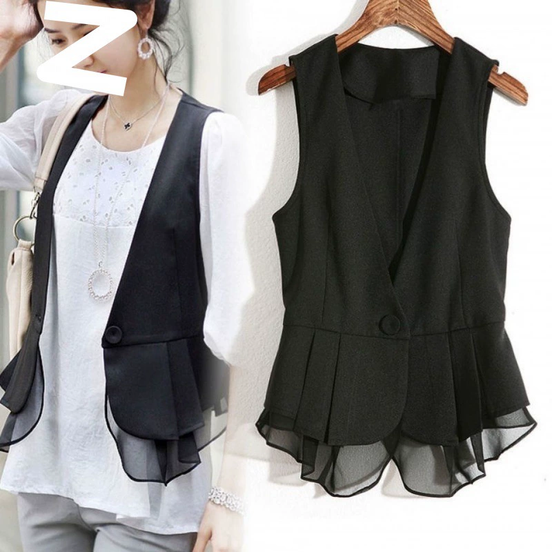 Summer short vest, thin jacket sleevless, suit, Korean style, slim fit