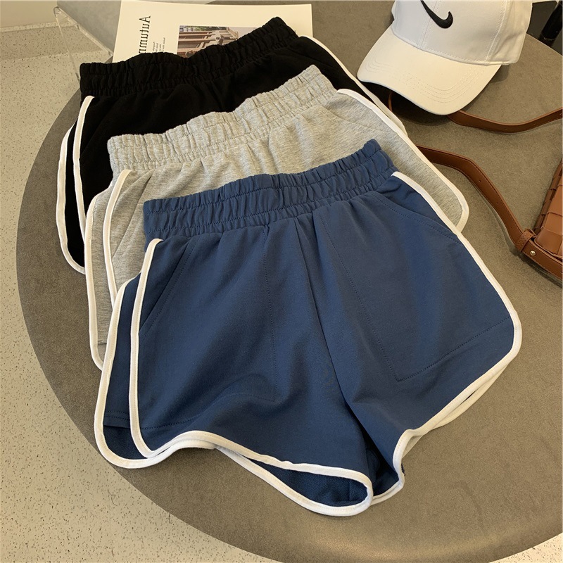 Classic side striped sports shorts women...