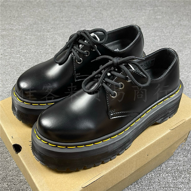 High-Quality Thick-Soled Martin Shoes Made in Guangdong, Low-Cut Genuine Leather British Round-Toe Casual Height-Increasing Non-Slip Wear-Resistant Student Small Leather Shoes