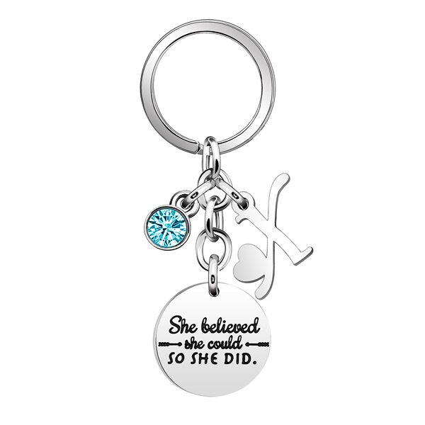Blue keychain stainless steel