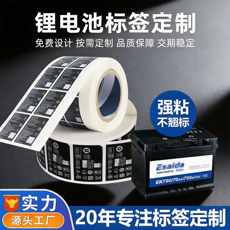 Lithium Battery Label Printing Waterproof Flame Retardant High Temperature Resistant Acid Resistant Battery Label Electric Vehicle Pp Self-Adhesive Label