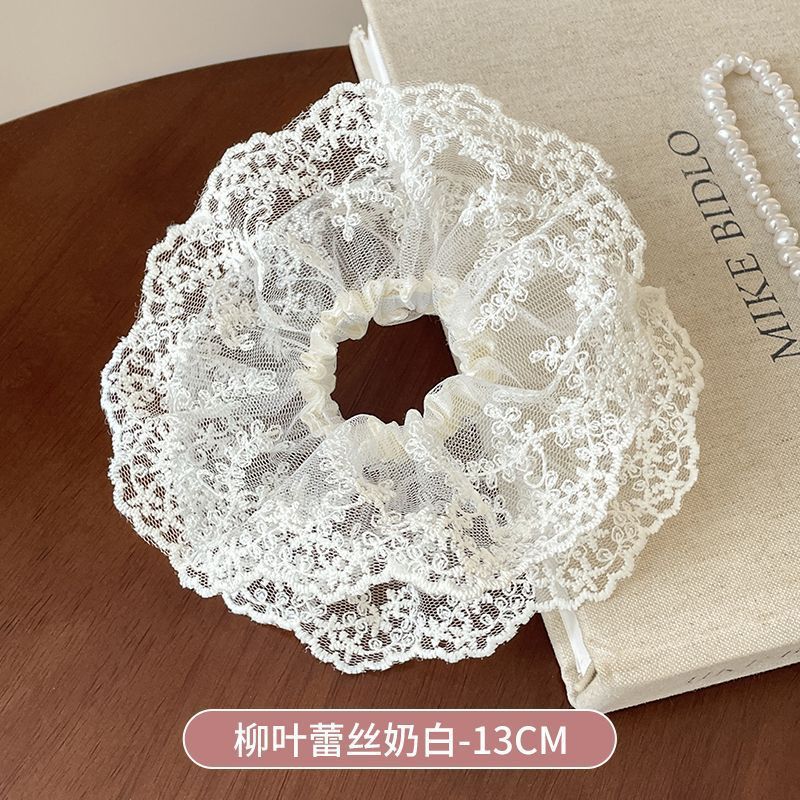 3# Willow Leaf Lace Milk White Hair Circle-13CM