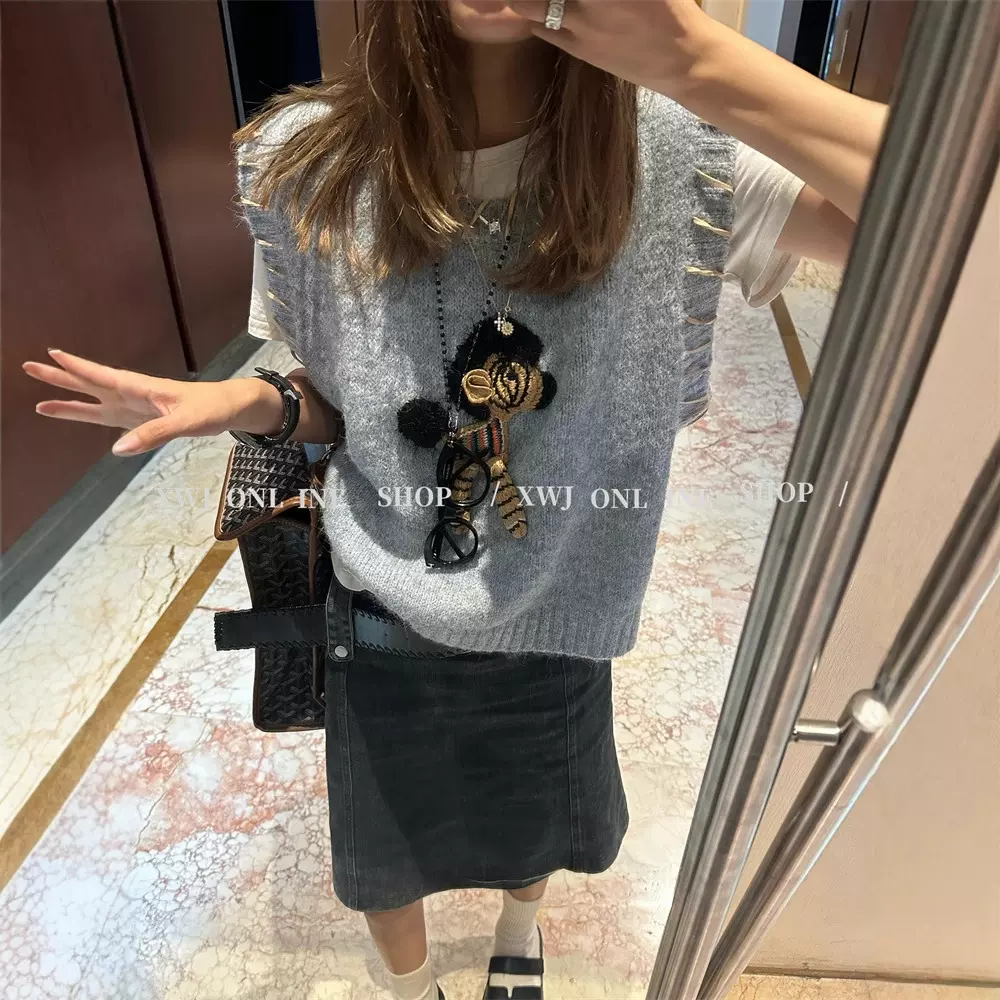 设计感复古立体卡通无袖针织马甲女小众时尚气质休闲百搭上衣女潮