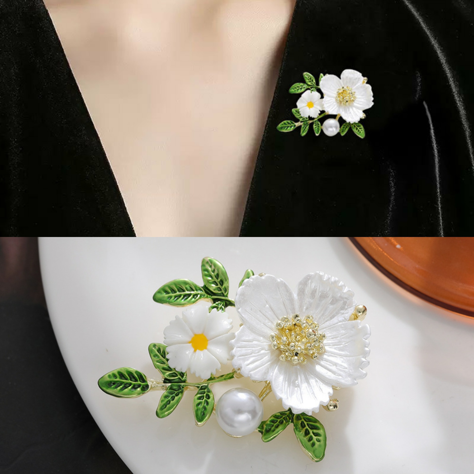 Spilla a forma di margherita piccola creativa dal temperamento letterario, come una piccola spilla a forma di fiore dolce e fresco, accessori per abbigliamento di alta qualità_voghion.com