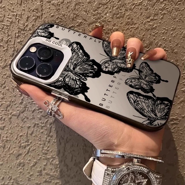 Новая бабочка подходит для Apple 15 цвет серебристый iPhone 14 Pro креативный 13/11 Pro Max матовый 16 защитный чехол
