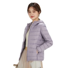 跨境轻薄款羽绒服女装2025年秋冬季新款90白鸭绒大码连帽短款外套