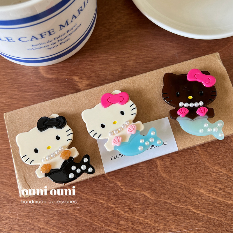 アセテートバージョン！マーメイド kt ヘアピンカモノハシクリップかわいい猫のヘアクリップサイドクリップヘアピンヘアアクセサリー|undefined