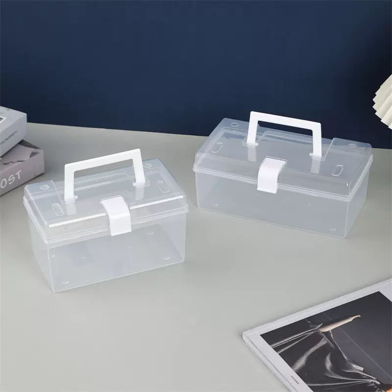 手提盒简约ins风家用学生宿舍防尘收纳盒透明塑料盒多功能储物盒