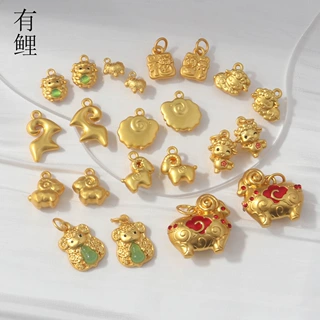 金店同款迷你小绵羊镶玉萌羊吊坠本命年DIY手链头绳饰品配件批发