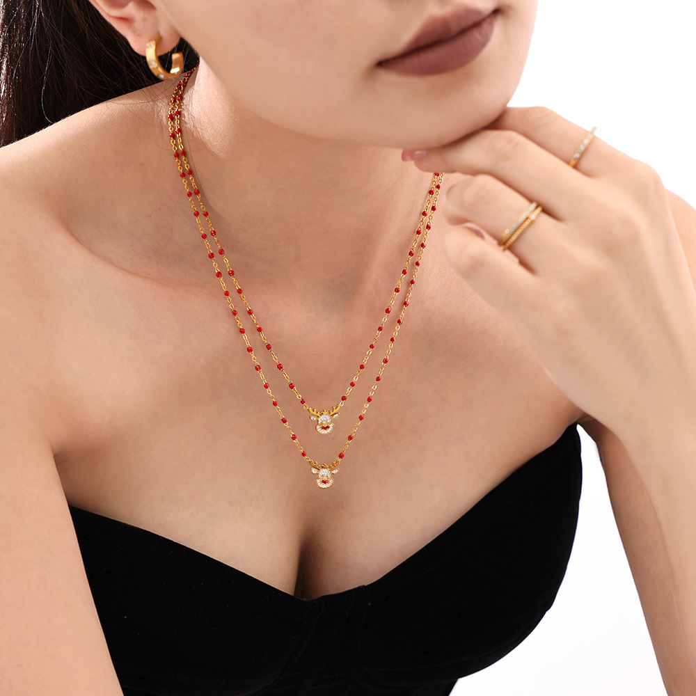 Square Sugar Christmas Zircon Necklace And Earrings Jewelry Set_voghion.com