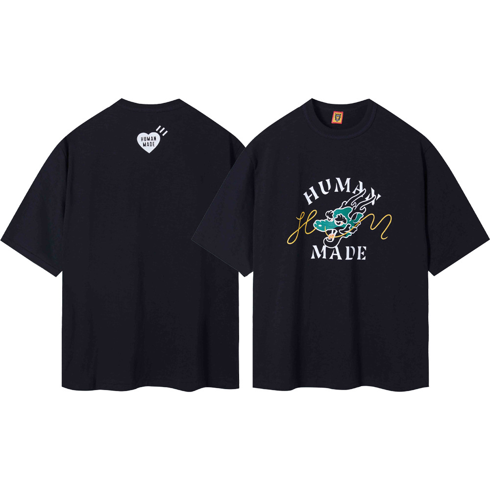 Marca de moda japonesa de bambú pesado algodón suelto pareja de hombre y mujer cilindro camiseta de manga corta media manga TEE