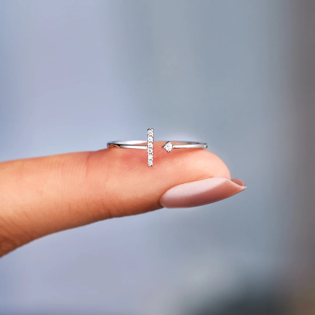 Daily Occasion 925 Sterling Silver Zircon Geometric Open Rings
