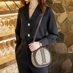 Retro Fashion Printed One Shoulder Crossbody Small Round Bag 2022 Versatile Light Luxury Women's Bag One Piece Wholesale