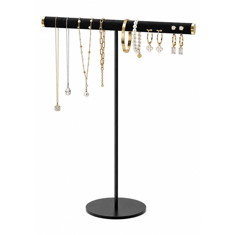Display Stand for Necklaces, T-Shaped Jewelry Display Rack, Jewelry Hanger, Counter Vintage Wooden Decoration