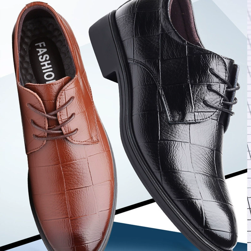 2023 Новая кожаная мужская обувь с мягкой подошвой, клетчатая деловая повседневная кожаная обувь, молодежная обувь для свиданий, нескользящая износостойкая модная