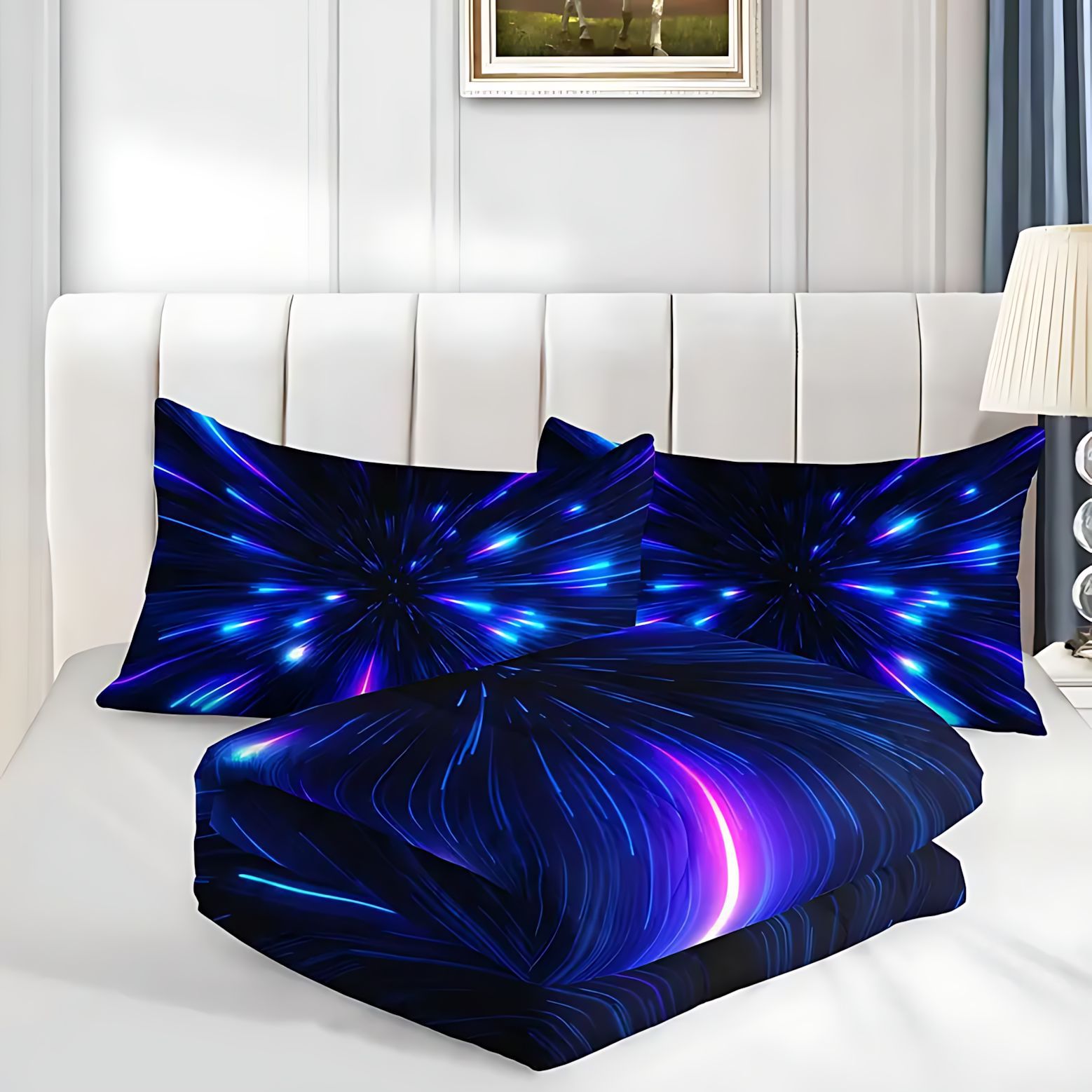 TEMU / JIT transfronterizo 3D abstracto perilla impresión digital de alta definición colchón funda de almohada conjunto de tres piezas para diseñar