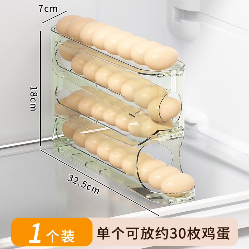 Caja de almacenamiento de huevos con tobogán transparente Caja de almacenamiento de huevos con escalera de 4 capas Refrigerador Puerta lateral Dispositivo de enrollado automático de gran capacidad