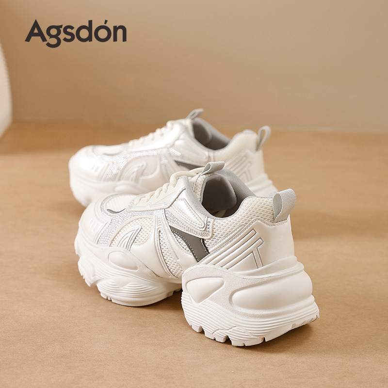 Augustion White Daddy Shoes Mujer 2025 Nuevo verano Mesera Moda Zapatos casuales Suela gruesa Zapatillas ligeras