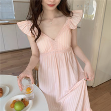 韩国外贸女士ins新韩版甜美公主蕾丝吊带睡衣连衣裙带胸垫可外穿