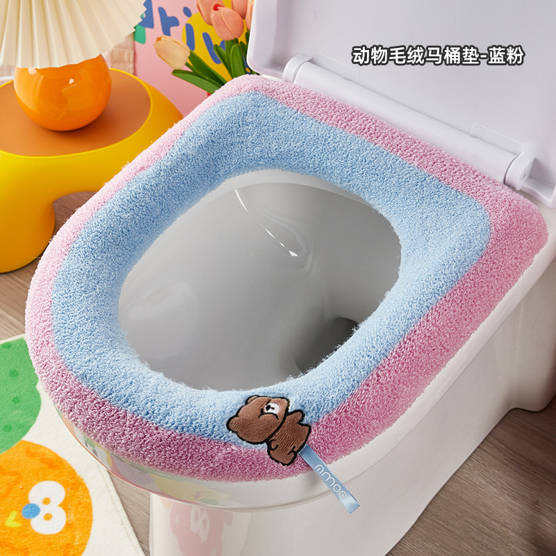 Invierno hogar almohadilla de inodoro de peluche engrosado funda de inodoro suave dibujos animados lavable inodoro elástico collar universal