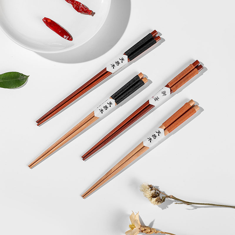 日式创意缠线尖头筷 寿司料理筷 绕线工艺筷 家用木筷 荷木铁木