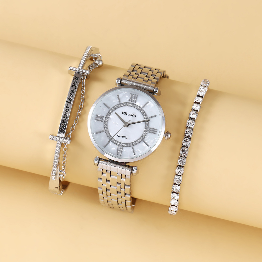 Relógio de quartzo feminino com pulseira set estilo elegante_voghion.com