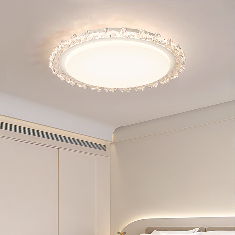 Luz de techo del dormitorio moderno minimalista estilo francés cálido romántico cristal ligero lujoso sensación de alto nivel dormitorio principal sala de estar lámparas de habitación
