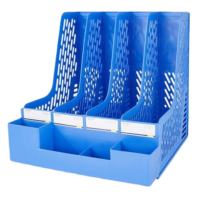 Файловая рамка Файловая панель Четырехкратная рамка для файлов Настольная стойка для данных Органайзер Многослойная стойка для хранения формата A4 с держателем для ручек