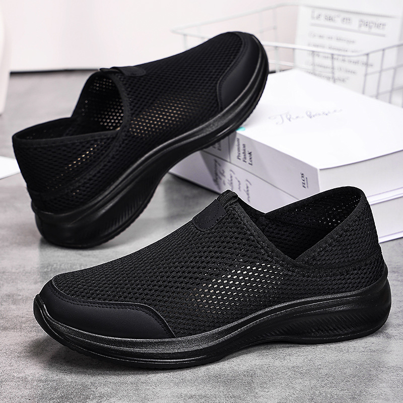 Zapatos de hombre verano nuevos zapatos repelentes de mosquitos transpirables de un pie zapatos de tela viejos de Beijing zapatos casuales y cómodos de pareja papá