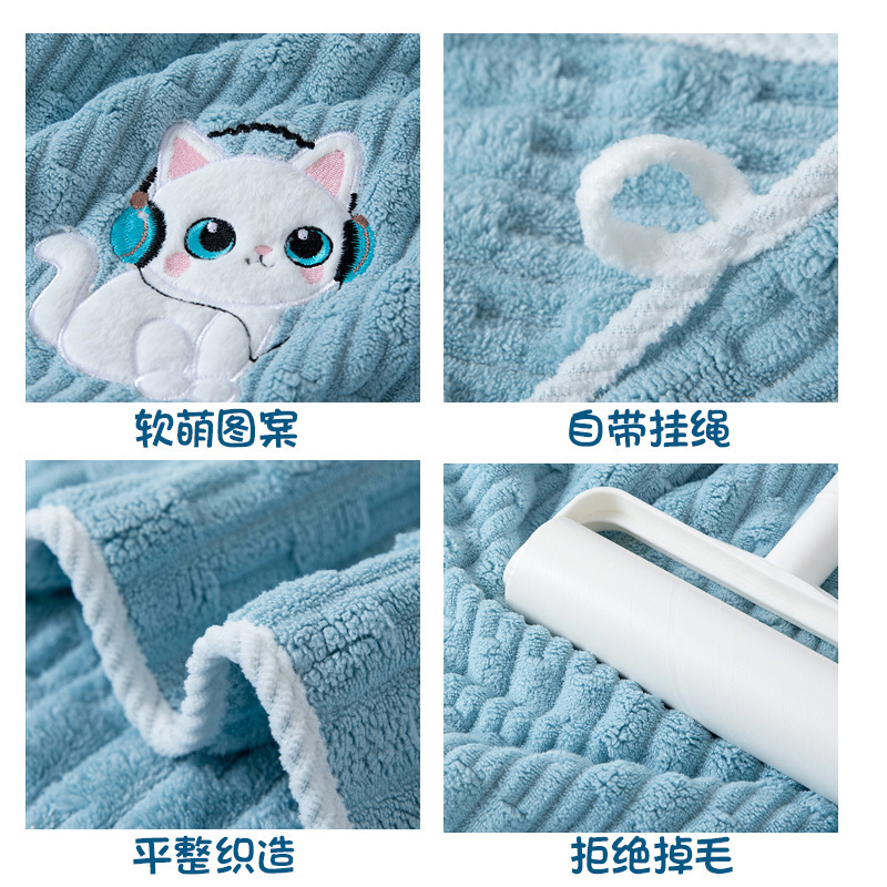 Juego de Toallas con Bordado de Terciopelo de Coral, Absorbente y Suave, para Baño