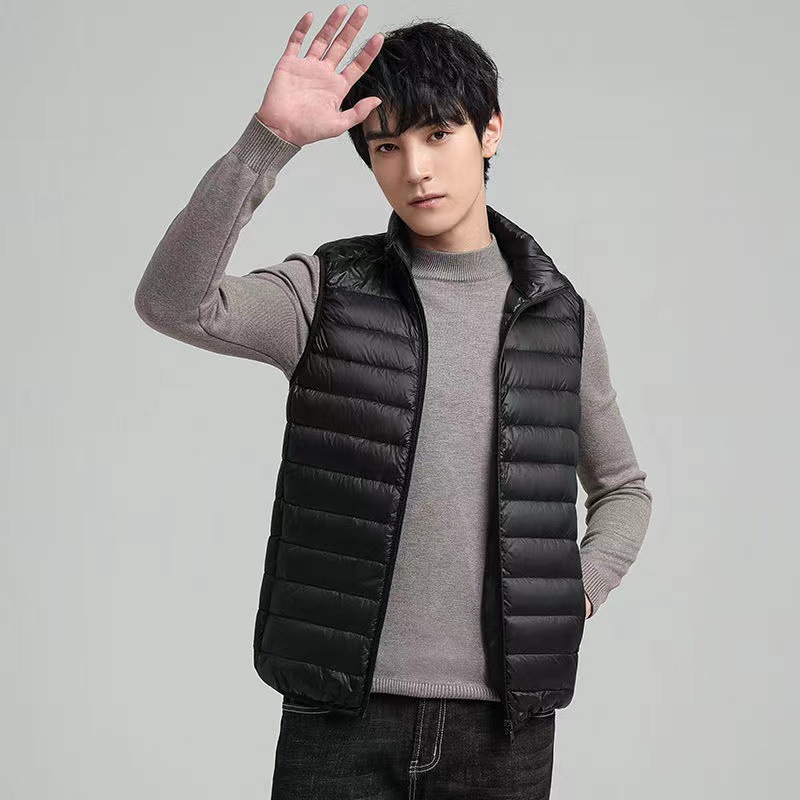 Comercio exterior 2023 otoño y invierno ligero con chaleco de algodón de lana para hombres Casual sin mangas de algodón de collar de hombro chaleco de caballo clip
