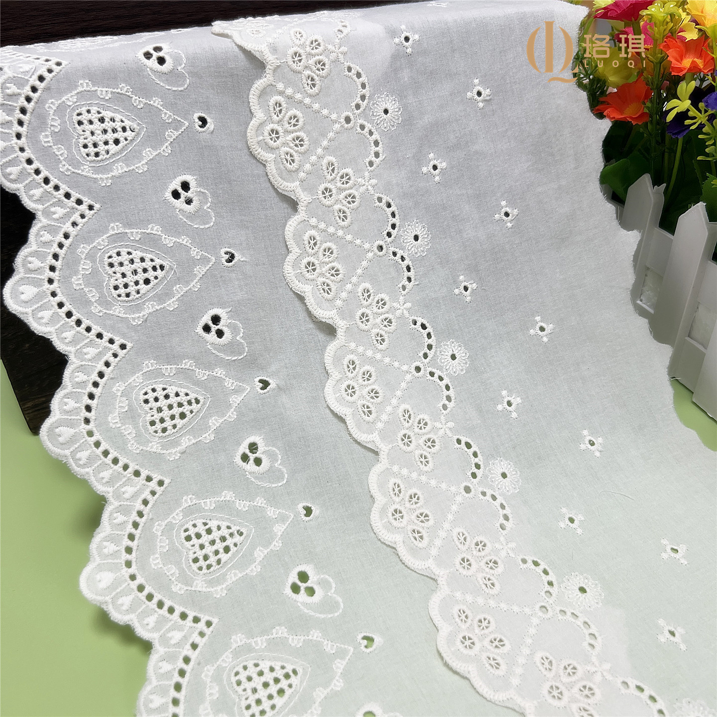 14.5cm wide washed cotton embroidered lace fabric skirt splicing…