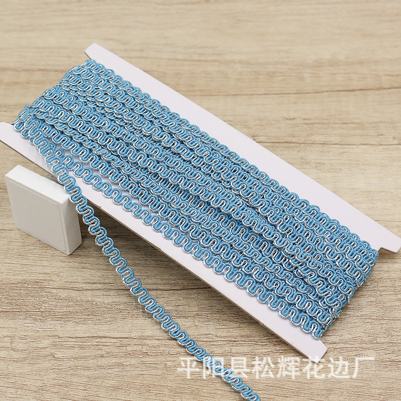 [10 M una tarjeta] 7mm de ancho de dos colores oro y plata ola pequeño encaje DIY ropa para niños cortina ropa de mujer accesorios decorativos