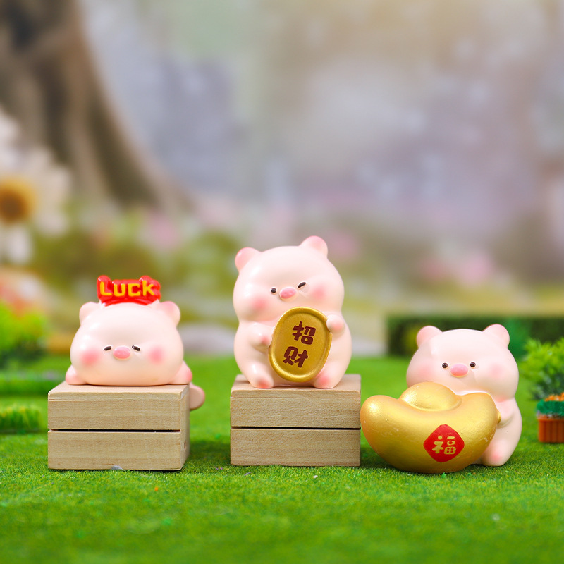 创意新款福猪驾到盲盒办公桌面摆件潮玩手办车载装饰礼品一件代发|undefined