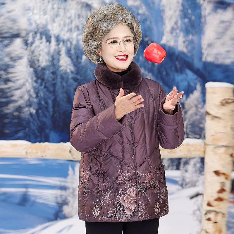 Пожилые люди зимняя женская пуховик бабушка куртка пожилая женщина зимняя одежда пожилая мама хлопчатобумажная куртка шерстяной воротник