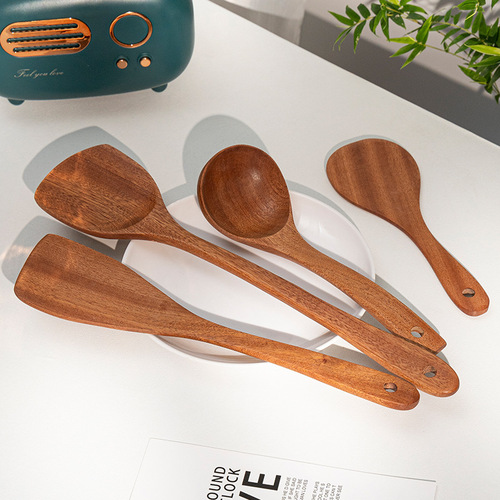 Ebony household wooden spatula non-stick cooking spatula new Chinese style spatula wholesale cooking spoon spatula kitchenware set
