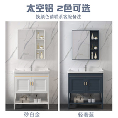 Freestanding Washbasin Cabinet Combo with Space Aluminum Frame, Simple-Style Ceramic One-Piece Basin for Bathroom