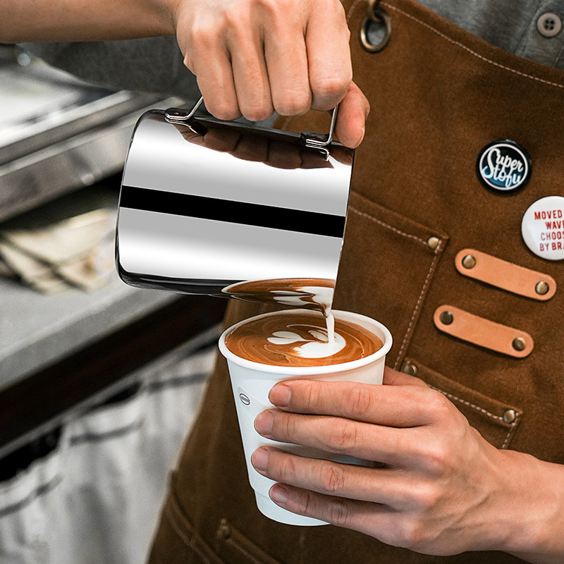 304 Stainless Steel Latte Art Cylinder Milk Foam Cup Milk Cup Fancy Milk Cup Coffee Utensils Latte Art Cup