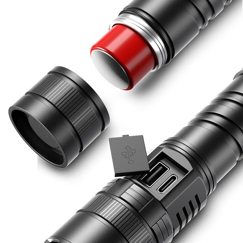 Cross-border XHP99 LED bright flashlight USB charging zoom electronic display camping portable flashlight manufacturer wholesale