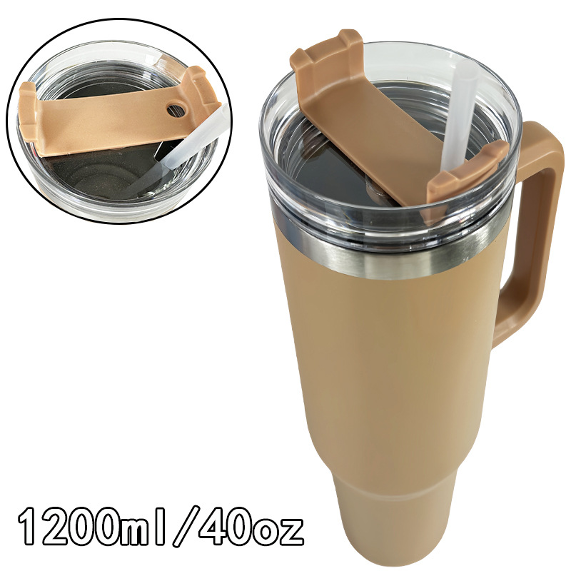 Taza de coche de acero inoxidable 304 nueva transfronteriza Taza de mango portátil de generación 40oz Taza de vacío de doble pajita