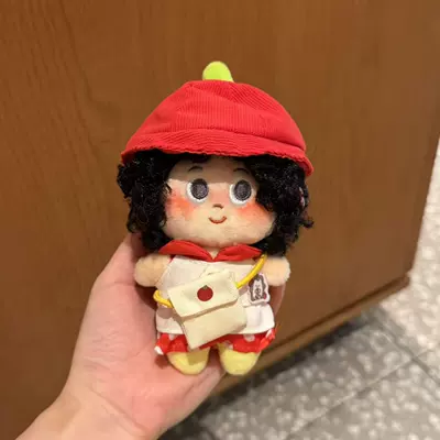 Pluş açarlıqlar, Curly Hair Plush Doll - red-apple-set-black-explosion-pendant