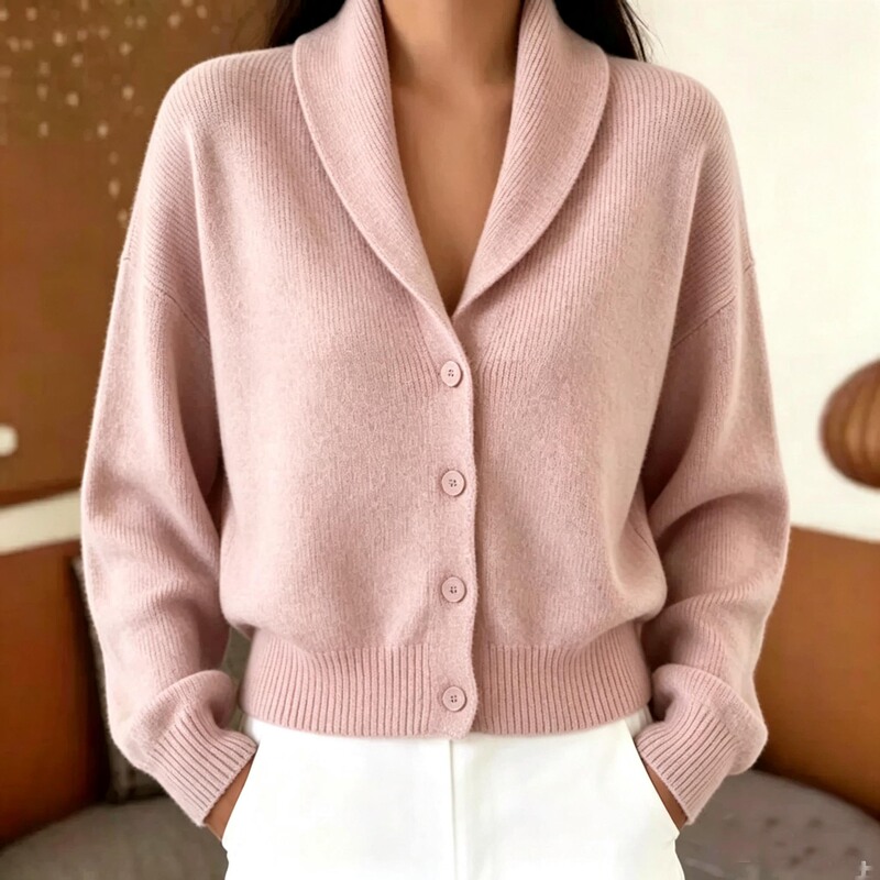 2026 Cross-border Women's Autumn/Winter Green Fruit Collar Button Cardigan Loose Short Knit Jacket Plus Size In Stock