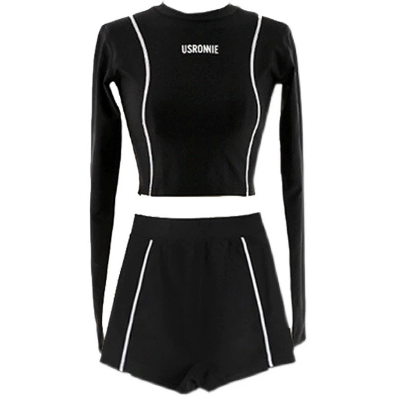 Sports split swimwear, trousers, brand long-sleeve, fitted, Korean style, wholesale