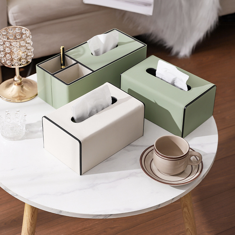 Caja de pañuelos sala de estar dormitorio simple luz de cuero de lujo caja de almacenamiento de escritorio de gama alta restaurante hotel cama y desayuno caja de pañuelos