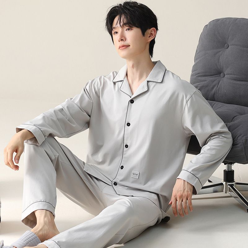 Gran tamaño para hombres 2024 nuevo pijama de algodón primavera y otoño se puede usar ropa de casa otoño y invierno hombre conjunto